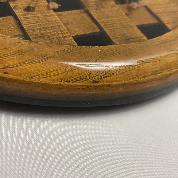 Vintage Acrylic Resin Hotplate Trivet Footed Dried Pressed Flower 8" MCM Lucite - Picture 4 of 5